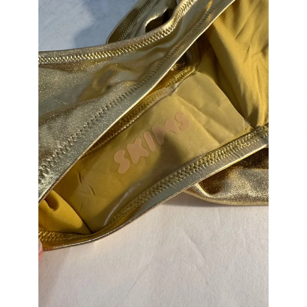 Skims Metallic Swim Monokini Gold Cutout One Piece Racerback Size 2X NEW‎